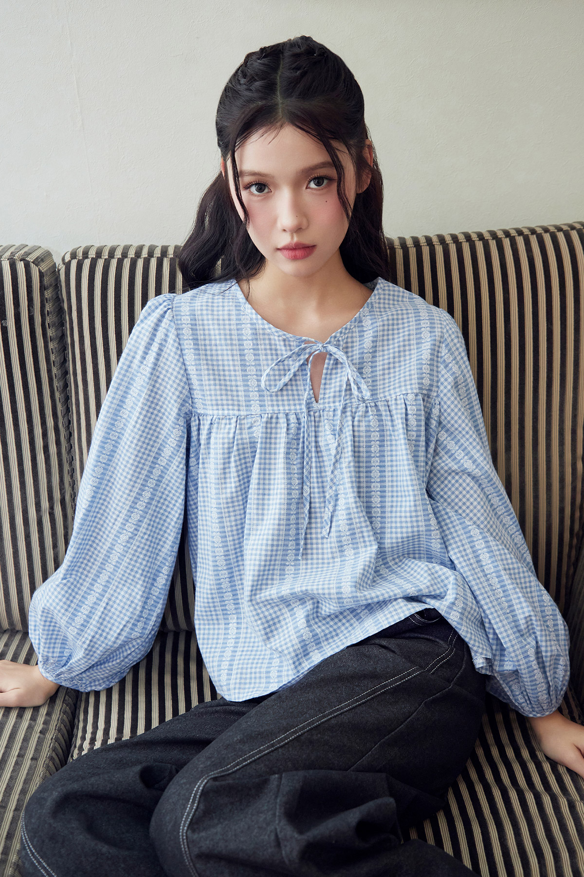 BENNIE TOP - BLEU MEADOW