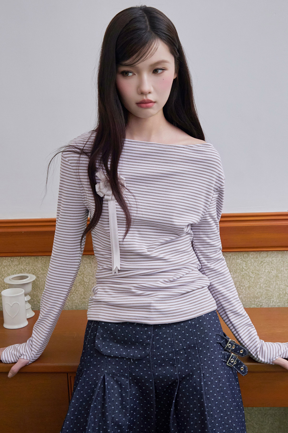 BETH TOP - LILAC STRIPE