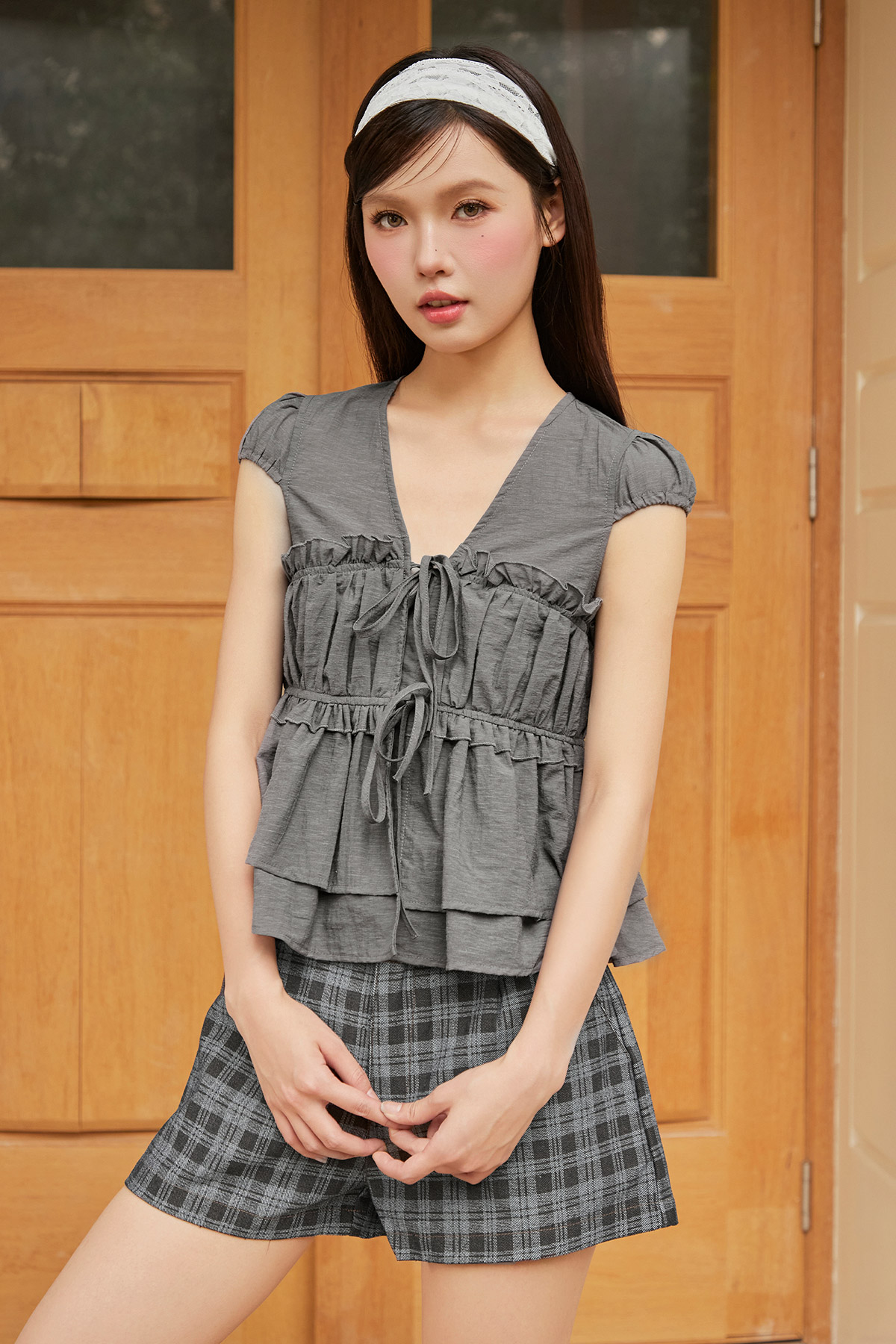 CAMILLA TOP - CHARCOAL