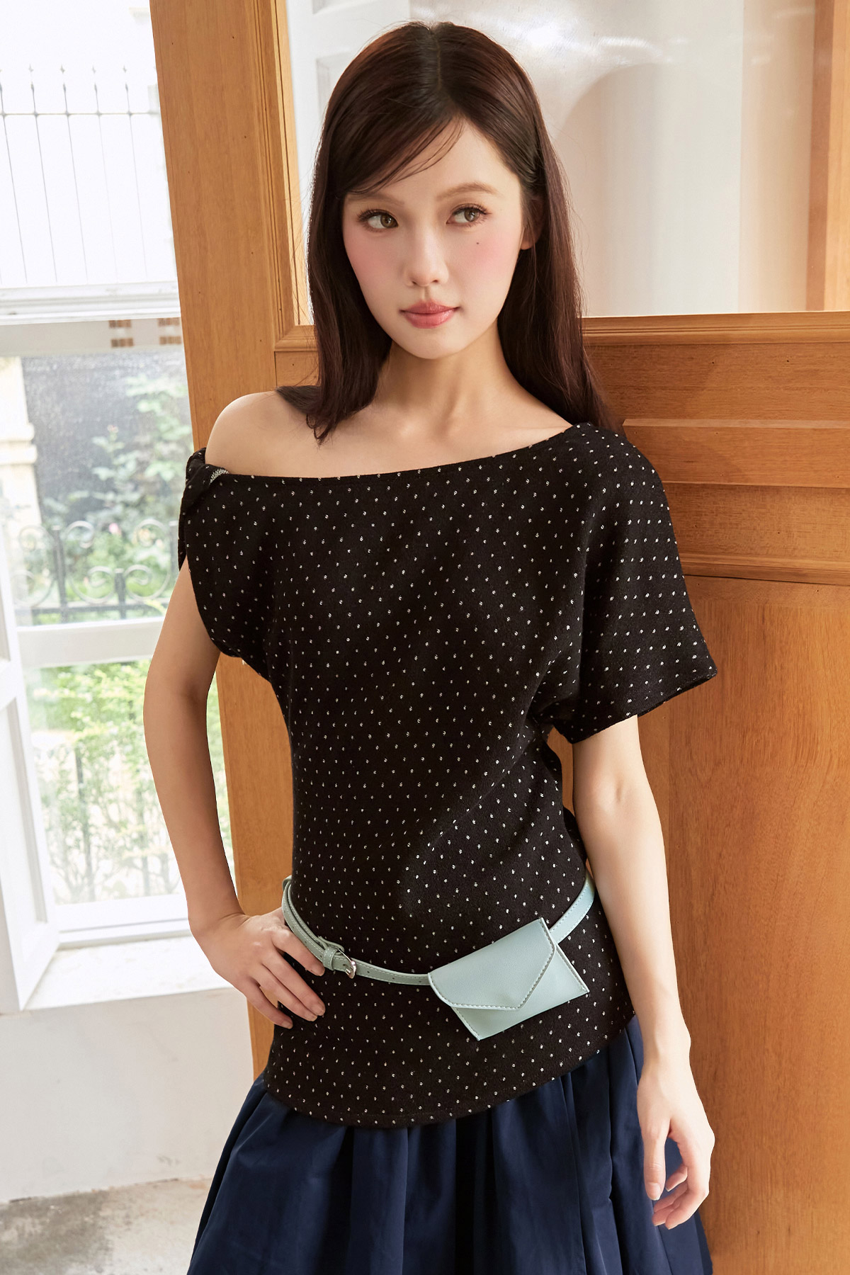 GEMMA TOP - NOIR DOTTIE
