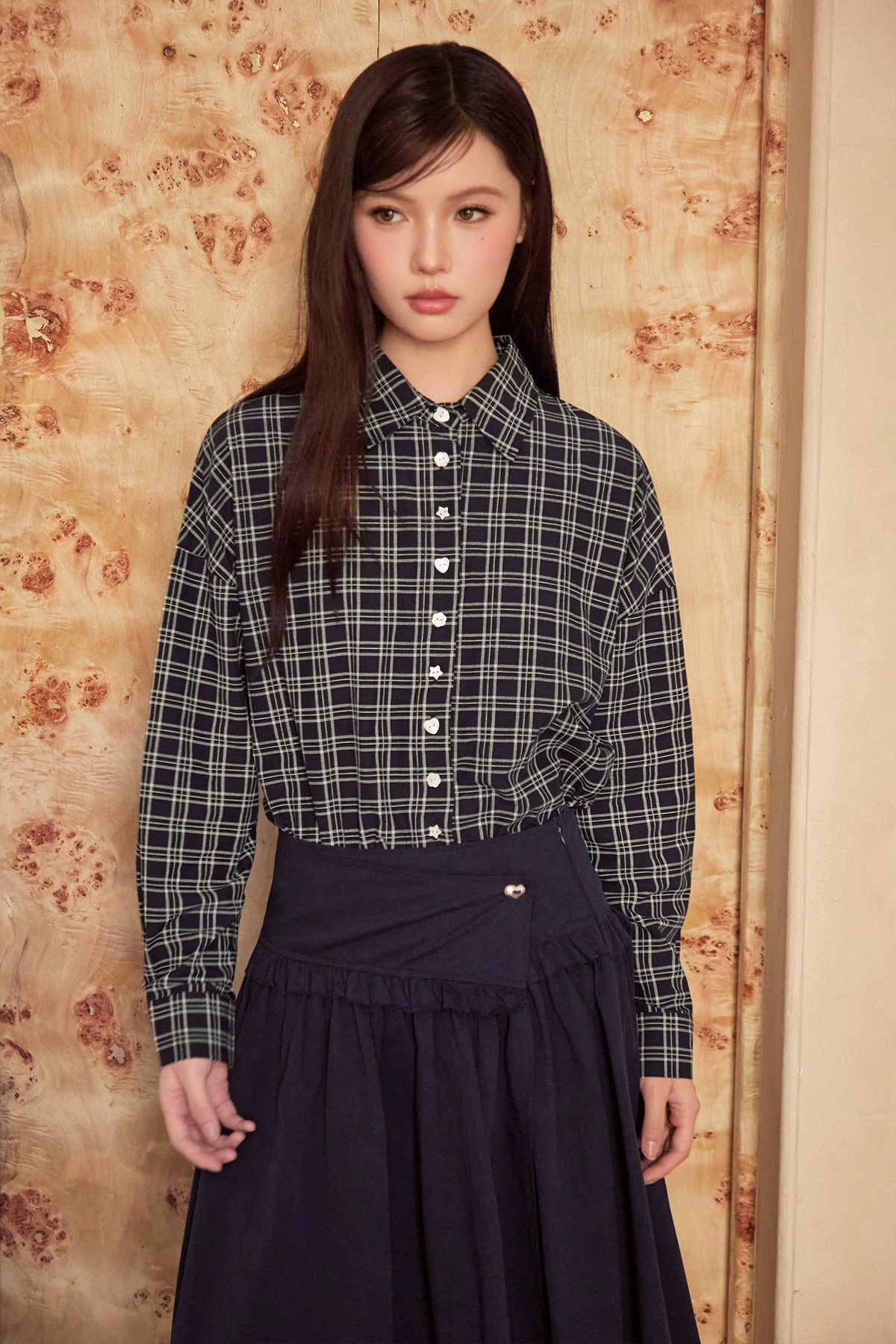 LAUREN SHIRT - NAVY GRID