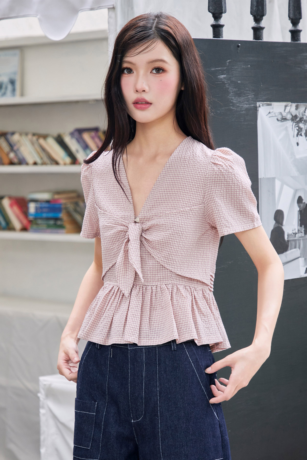 SYLVIE TOP - ROSE CHECK