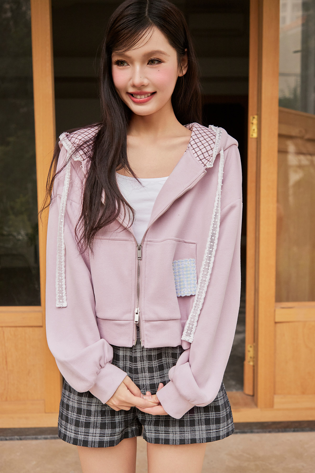 *BACKORDER* TERRIE HOODIE - BLUSH CHECKS