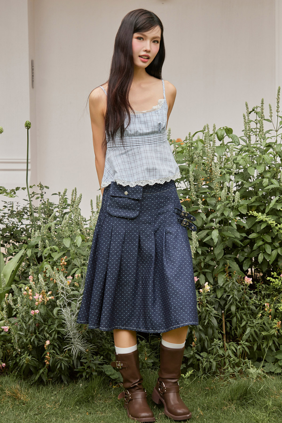 VANESSA TOP - CLOUD PLAID