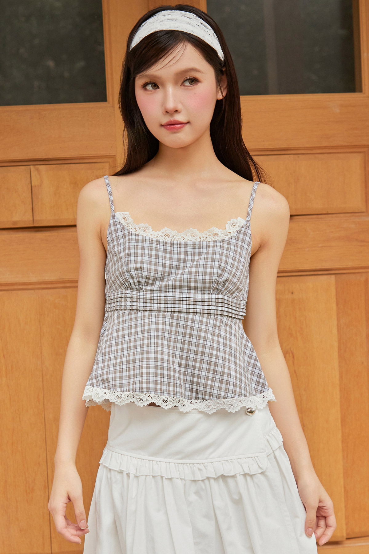 VANESSA TOP - ESPRESSO PLAID