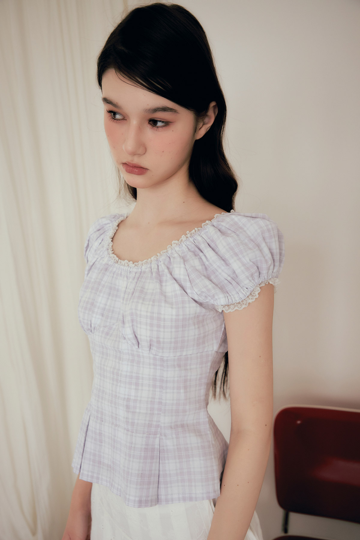 VERA TOP - LILAC CHECKS