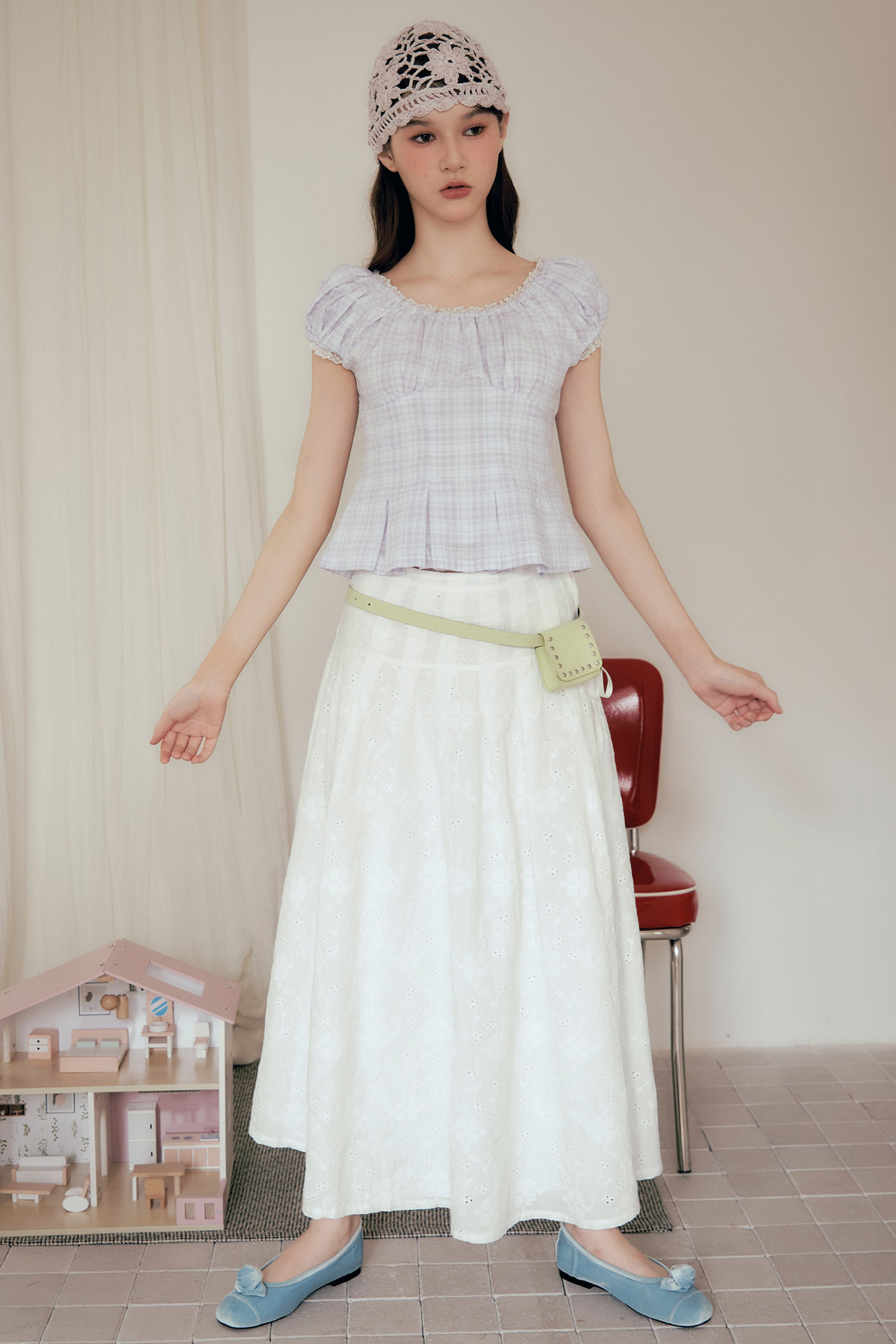 VERA TOP - LILAC CHECKS