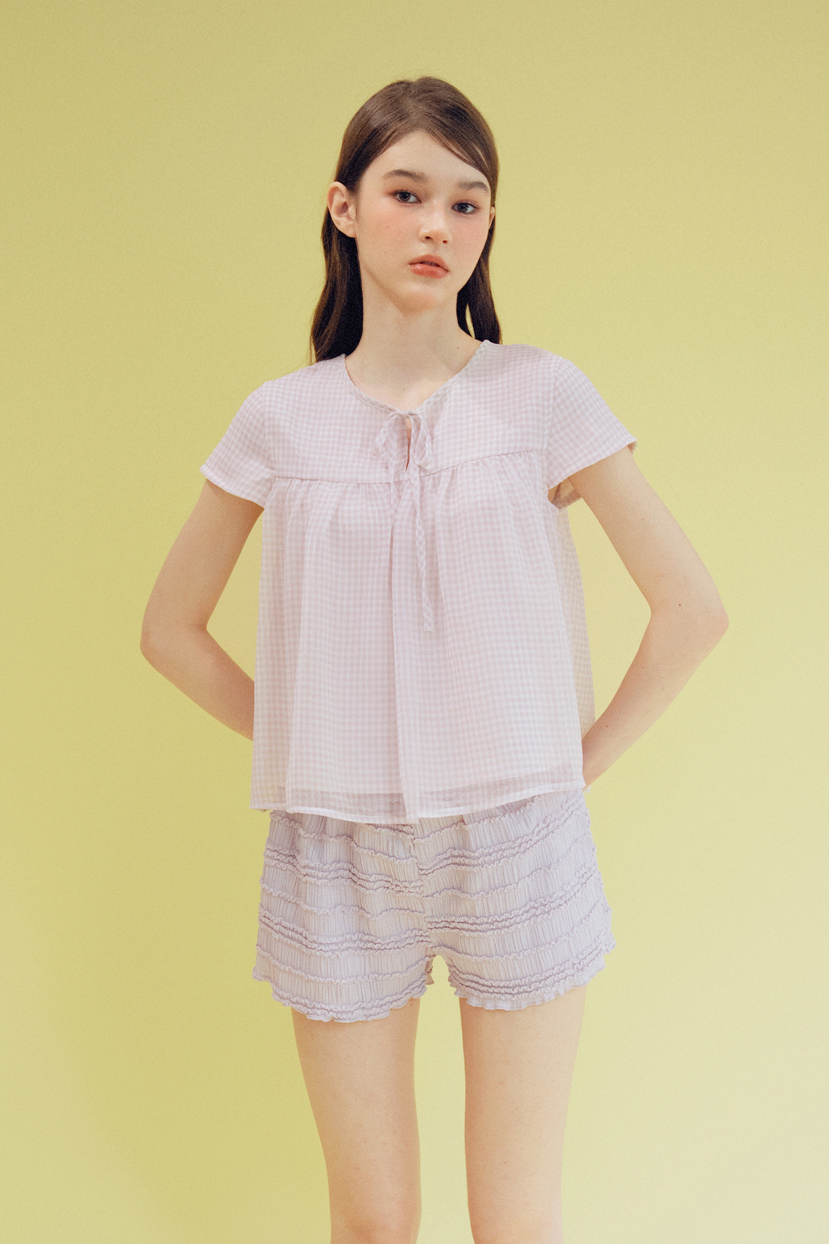ADDISON TOP - DUSTY GINGHAM