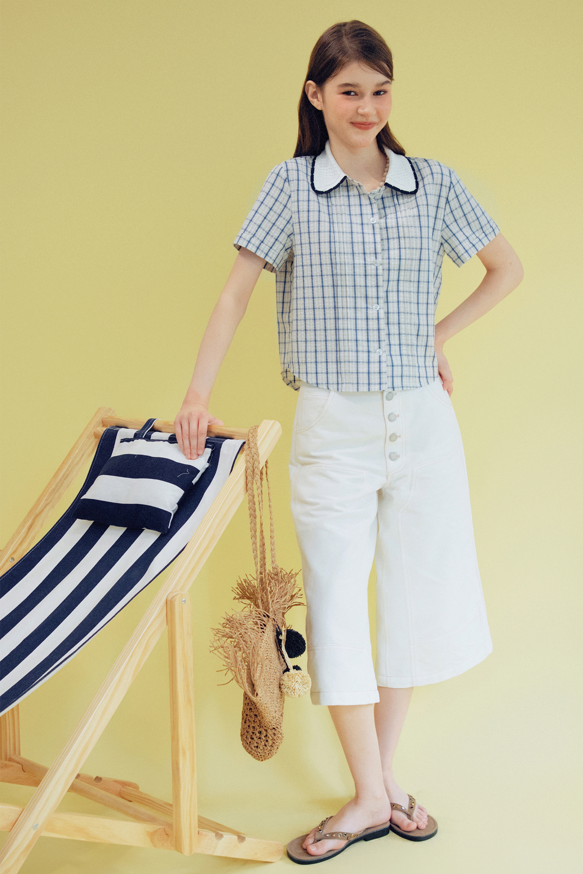 AUBREY TOP - OATMILK CHECKS