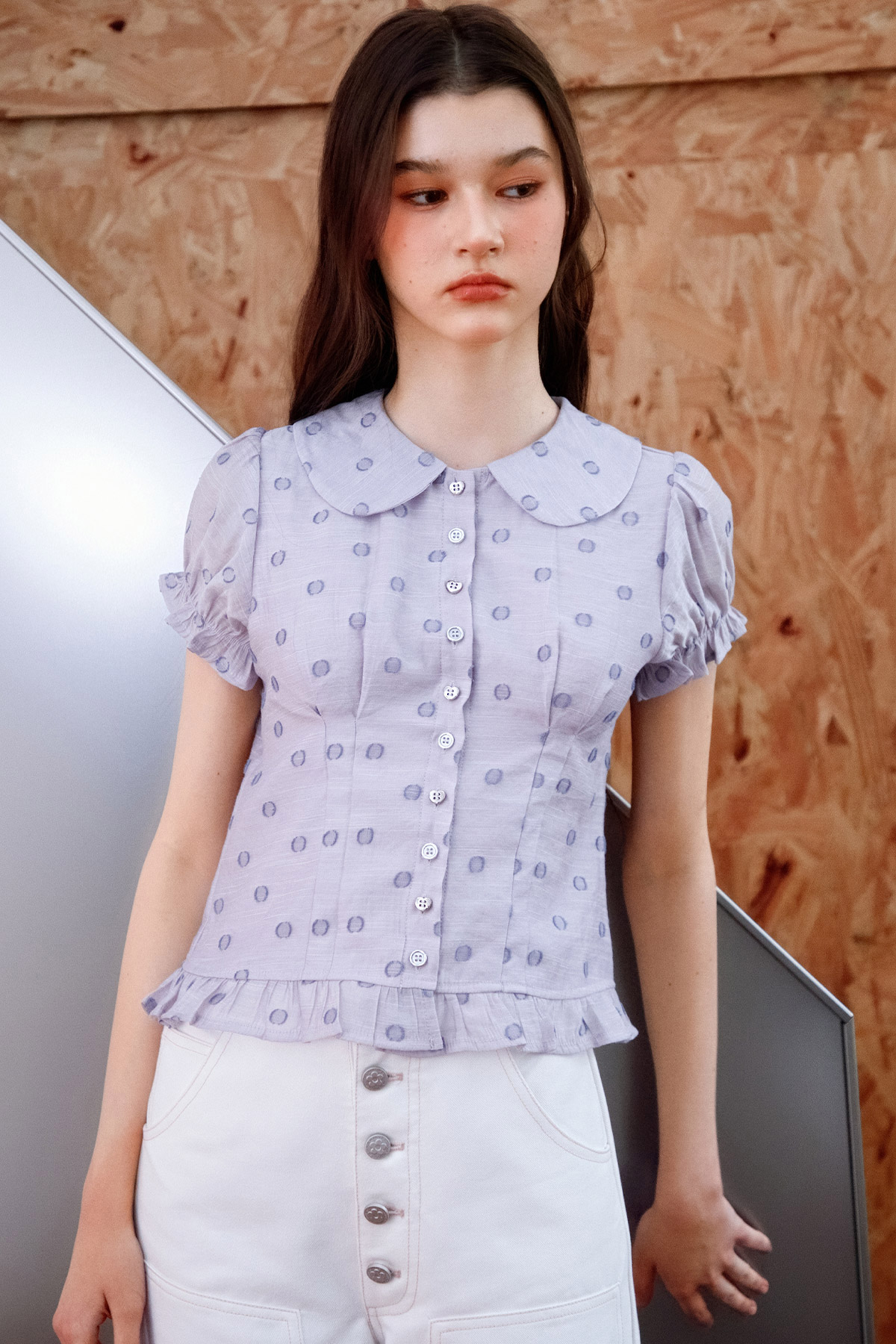 SOFIE TOP - LILAC DOTTIE