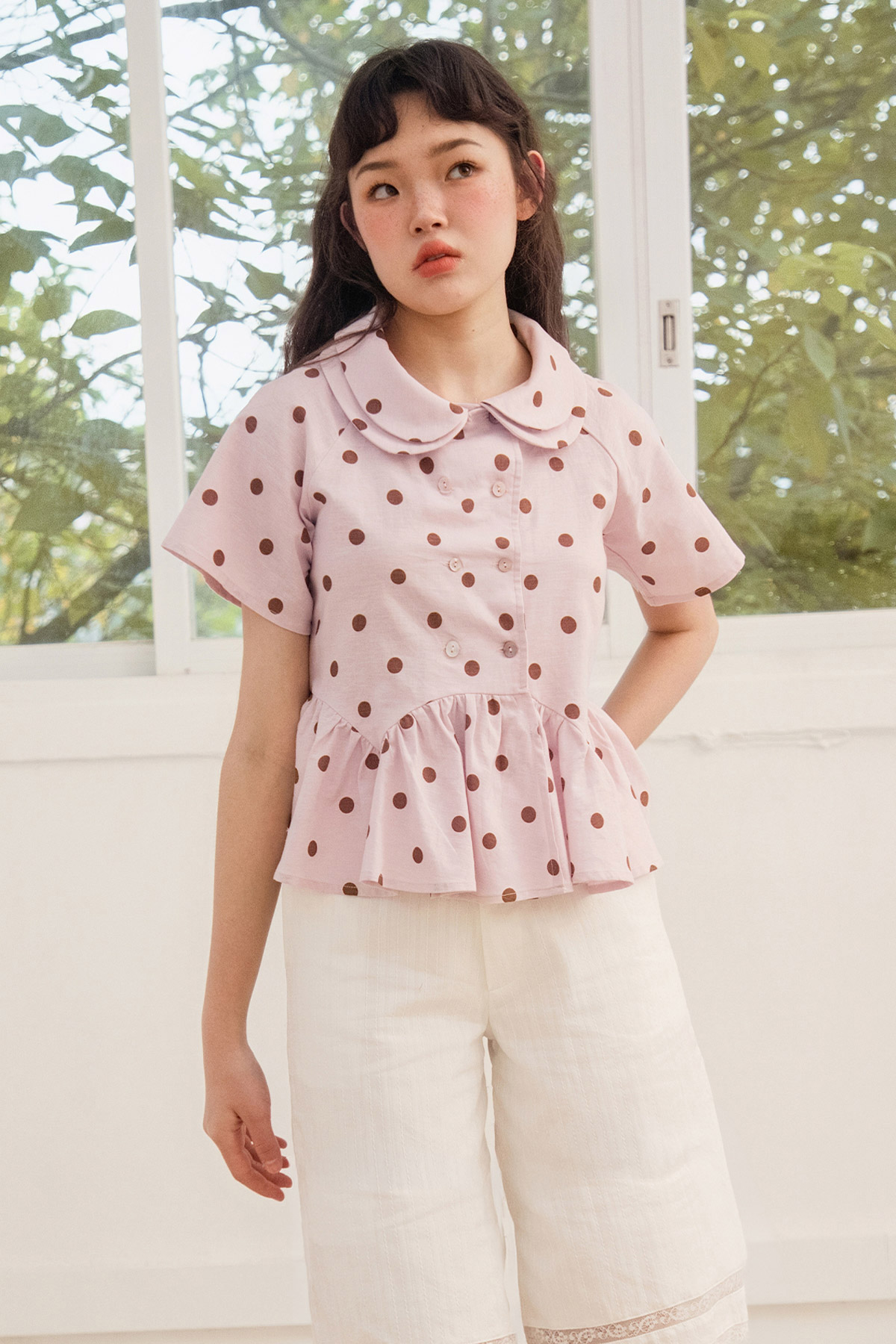 CELESTE TOP - PINK DOTTIE