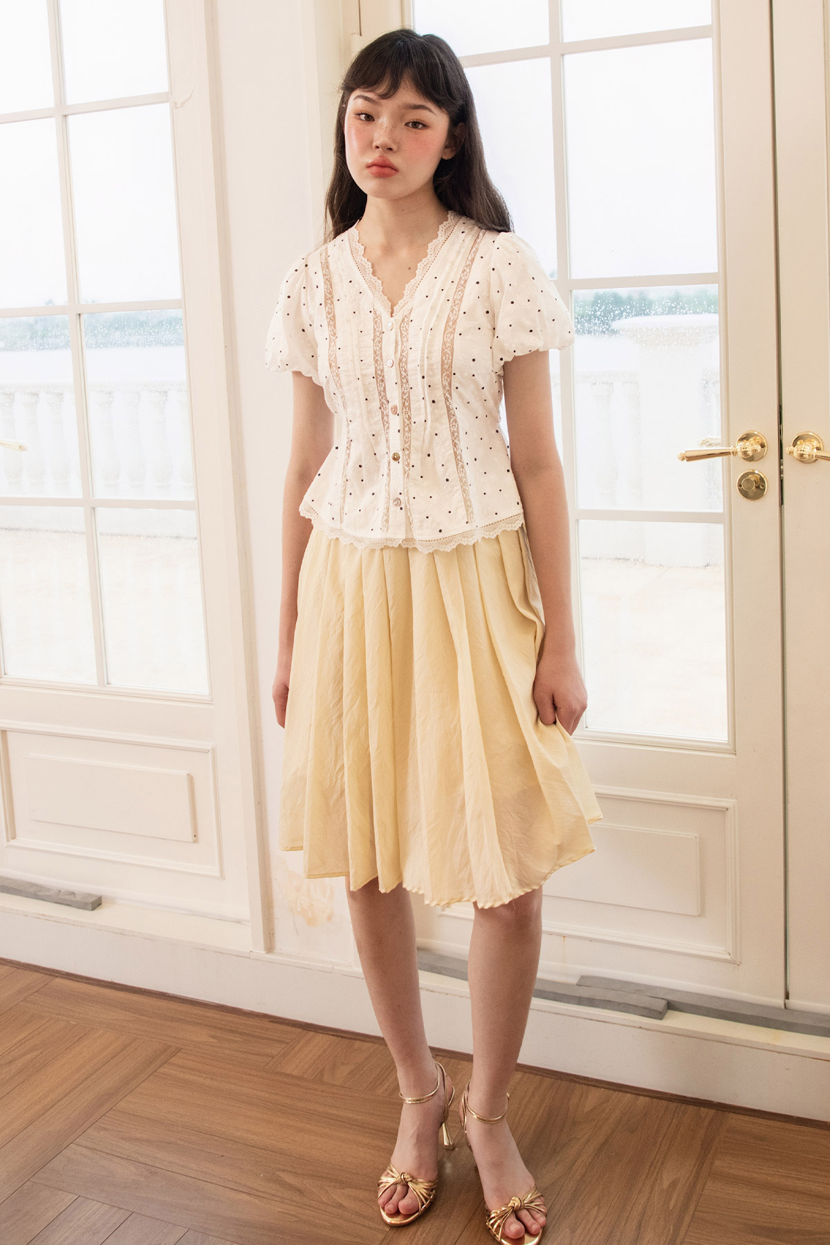 EMELINE TOP - WHITE DOTTIE