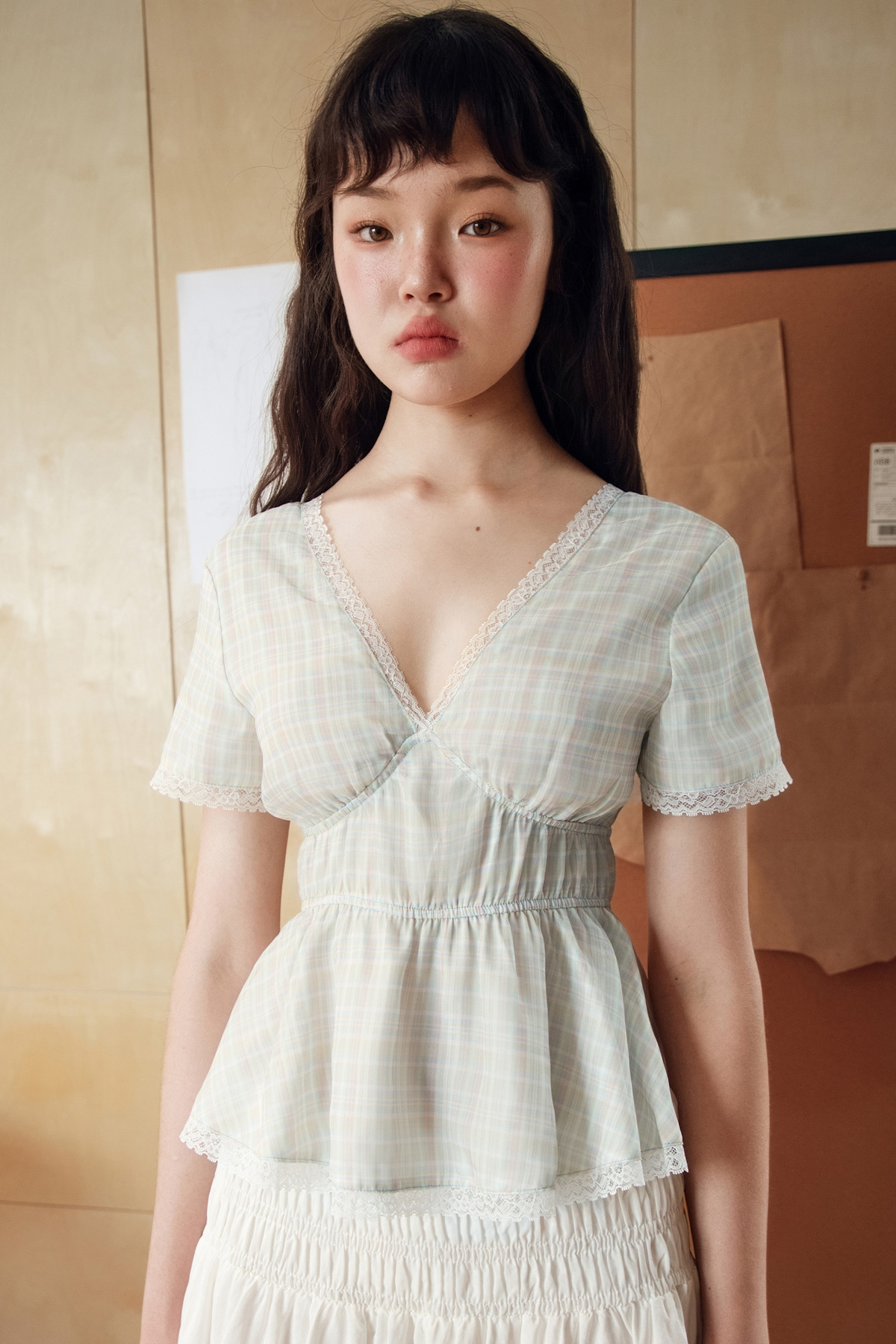 EMMIE TOP - PASTEL CHECKS
