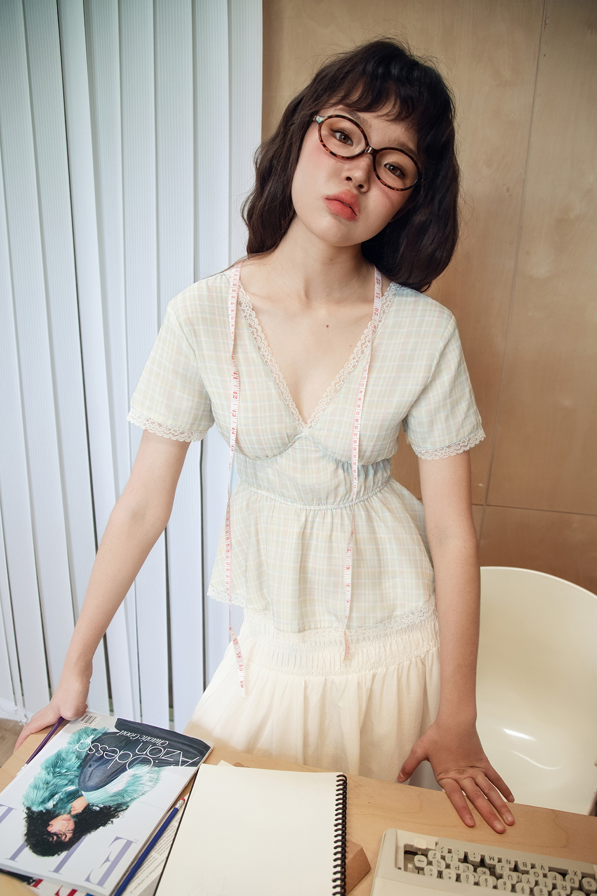 EMMIE TOP - PASTEL CHECKS