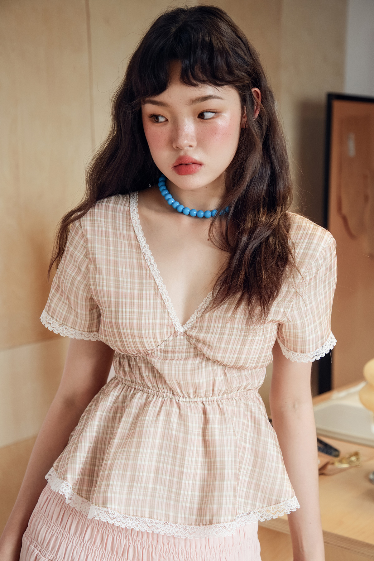 EMMIE TOP - ROSE CHECKS