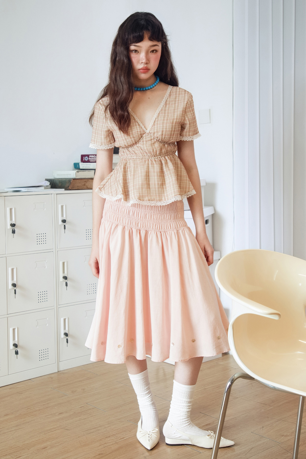 EMMIE TOP - ROSE CHECKS