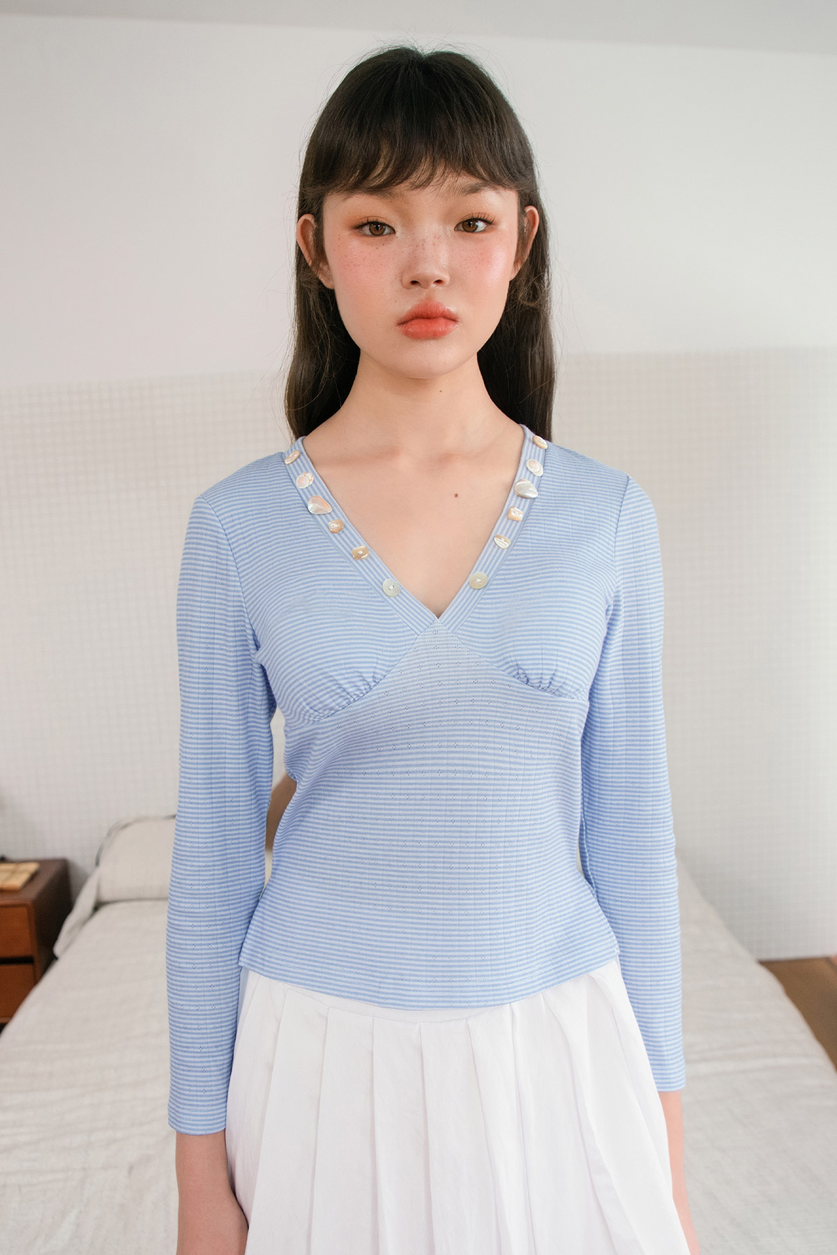 GAELLE TOP - SKY STRIPE