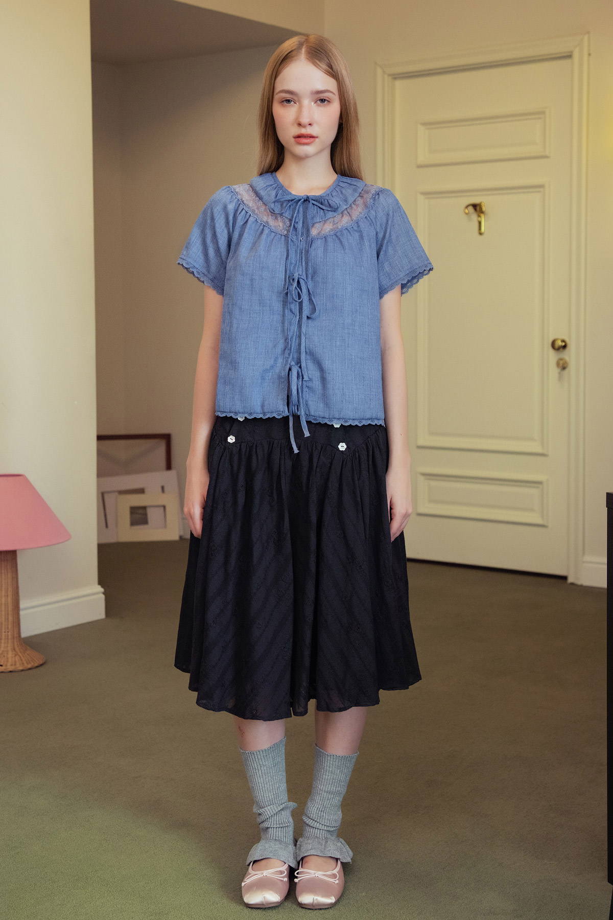 EDITH TOP - DUSTY BLUE