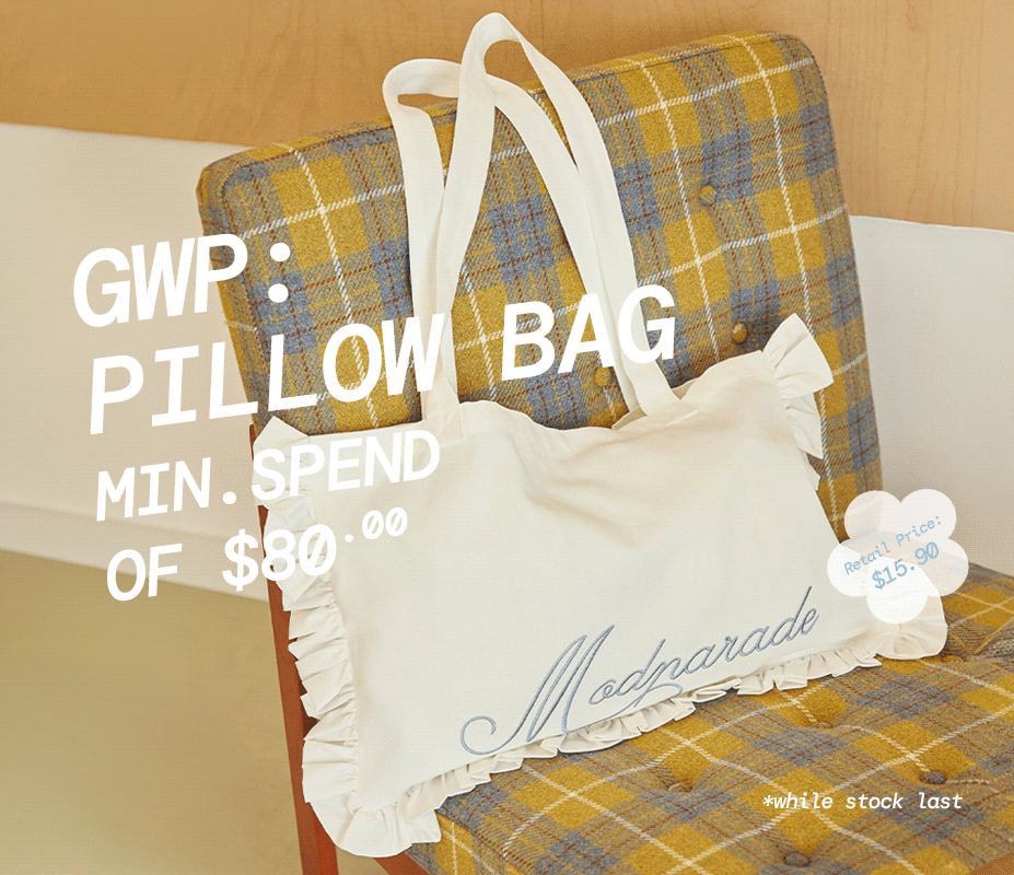 FREE GWP ABOVE $80 SPEND: PILLOW TOTE BAG
