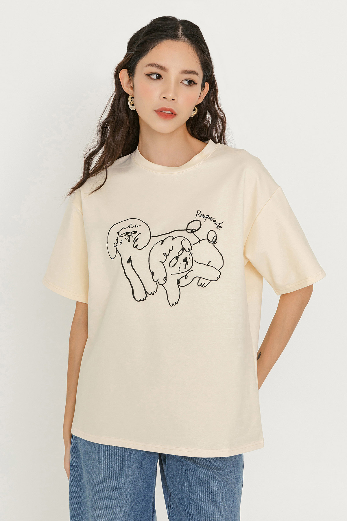 *SALE* PAWPARADE TEE UNISEX - DEUX CREAMY [BY MODPARADE]