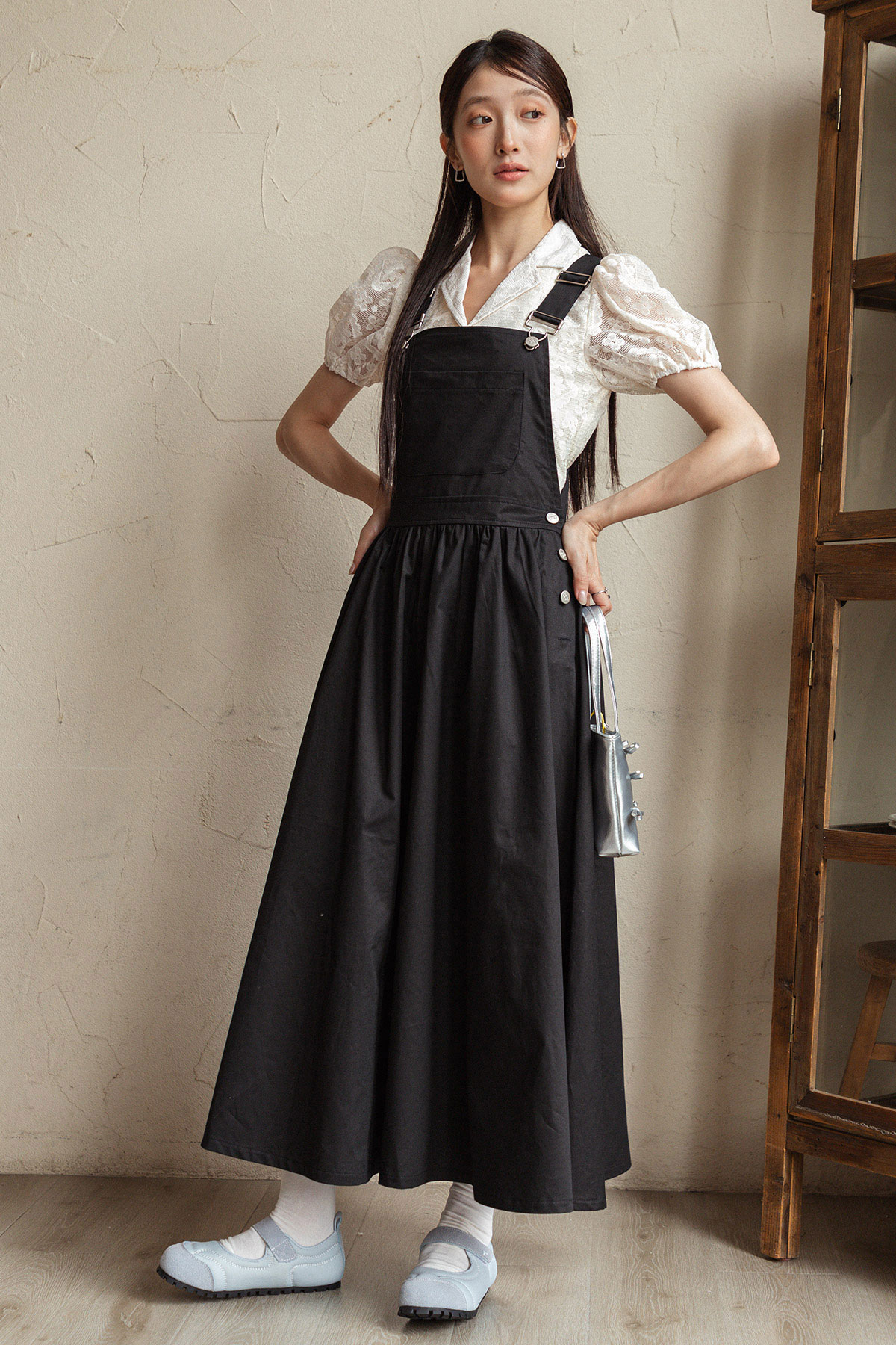 JANIVER DUNGAREE DRESS - NOIR [BY MODPARADE]