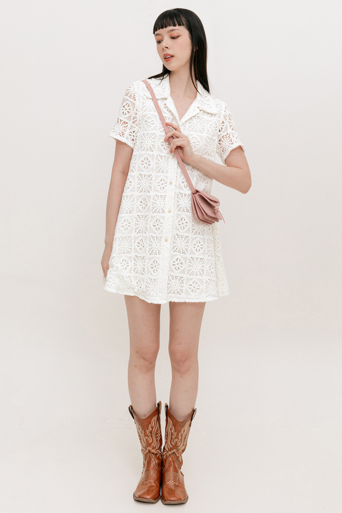 *BO* MACIE DRESS - IVORY LATTICE [BY MODPARADE]